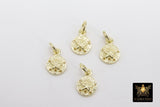 Genuine Gold Sand Dollar Charms, Tiny Beach Jewelry #2414, 6 x 8 mm Gold Plated 925 Sterling Silver Starfish Nautical Ocean Dangles