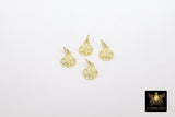 Genuine Gold Sand Dollar Charms, Tiny Beach Jewelry # 2414, 6 x 8 mm Gold Plated 925 Sterling Silver Starfish Nautical Ocean Dangles