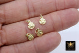 Genuine Gold Sand Dollar Charms, Tiny Beach Jewelry #2414, 6 x 8 mm Gold Plated 925 Sterling Silver Starfish Nautical Ocean Dangles
