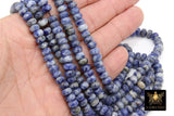 Faceted Blue Spotted Jasper Heishi Beads, White Spotted Thick Rondelle Beads BS #209, in sizes 8 x 6 mm 15.2 inch Strands