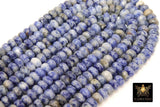 Faceted Blue Spotted Jasper Heishi Beads, White Spotted Thick Rondelle Beads BS #209, in sizes 8 x 6 mm 15.2 inch Strands