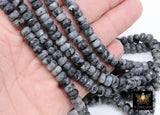 Faceted Labradorite Heishi Beads, Black Gray Thick Rondelle Beads BS #210, White Flat Bead in sizes 8 x 6 mm 15.2 inch Strands