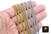 Stainless Steel Chain, 304 Gold, Silver Weave Curb 5.5 mm Chains CH #211