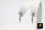 Gold CZ Pave Earring Findings, Silver Pear Teardrop Stud Posts #822, Closed Loop Component Parts