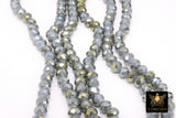 Mint Blue Crystal Beads, Faceted Gray Slate Gold AB Crystal Rondelle Jewelry Beads BS #213, sizes 8 x 6 mm 16.5 inch Strands