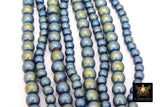 Matte Hematite Blue Beads, Smooth Gray Frosted Slate Blue Jewelry Beads BS #215, sizes 6 mm 8 mm 15.75 inch Strands