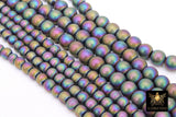 Matte Hematite Purple Gold Beads, Smooth Lavender Frosted Blue Jewelry Beads BS #216, sizes 6 mm 8 mm 15.75 inch Strands