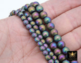 Matte Hematite Purple Gold Beads, Smooth Lavender Frosted Blue Jewelry Beads BS #216, sizes 6 mm 8 mm 15.75 inch Strands