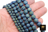 Matte Blue Plated Lava Rock Beads, Shimmery Titanium Textured Beads BS #217 sizes 6 mm 8 mm 10 mm in 15 inch Strands - 6 mm / 1 Strand