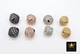 CZ Micro Pave Oval Bicone Beads, 10 mm Cubic Zirconia Spacers Beads #65, Gold Silver Black Rose Diamond Shape Beads