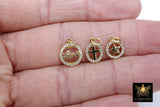 Gold CZ Love Charms, Small Star Round Charms, Mini Oval Cross Charms