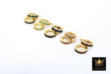 Gold CZ Charm Holder Slider Rings, Round Spacer Big Hole Circle #220, 4 mm Large Hole Black Green Pink Blue Cubic Zirconia