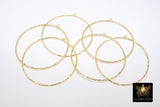 Textured Gold Round Hoop Ear Rings, 50 mm Glittery Gold Charms # 807, High Quality Light Weight Wire Hoops Finding