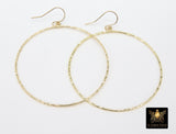 Textured Gold Round Hoop Ear Rings, 50 mm Glittery Gold Charms #807, High Quality Light Weight Wire Hoops Finding