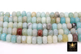 Faceted Amazonite Heishi Blue Beads, White Thick Rondelle Jewelry Beads BS #202, Pastel beads in sizes 8 x 6 mm 14.5 inch Strands