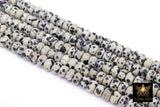 Faceted Dalmatian Jasper Heishi Beads, Black Beige Spotted Thick Rondelle Beads BS #206, in sizes 8 x 6 mm 15.2 inch Strands