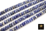 Faceted Blue Spotted Jasper Heishi Beads, White Spotted Thick Rondelle Beads BS #209, in sizes 8 x 6 mm 15.2 inch Strands