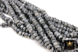 Faceted Labradorite Heishi Beads, Black Gray Thick Rondelle Beads BS #210, White Flat Bead in sizes 8 x 6 mm 15.2 inch Strands