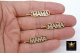 CZ Pave Mama Dog Tags, Gold Word Charms, Inspirational Dog Tags #190