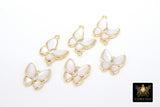 Gold Butterfly Connectors, CZ Micro Pave White Pearl Butterflies #235, African Monmouth Shell Butterfly