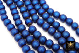 Royal Blue Round Hematite Beads, Smooth Polished Navy Color Non Magnetic Beads BS #214, sizes 10 mm 16 inch Strands