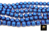 Royal Blue Round Hematite Beads, Smooth Polished Navy Color Non Magnetic Beads BS #214, sizes 10 mm 16 inch Strands