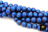 Royal Blue Round Hematite Beads, Smooth Polished Navy Color Non Magnetic Beads BS #214, sizes 10 mm 16 inch Strands