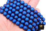 Royal Blue Round Hematite Beads, Smooth Polished Navy Color Non Magnetic Beads BS #214, sizes 10 mm 16 inch Strands