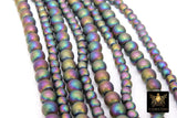 Matte Hematite Purple Gold Beads, Smooth Lavender Frosted Blue Jewelry Beads BS #216, sizes 6 mm 8 mm 15.75 inch Strands