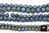 Matte Blue Plated Lava Rock Beads, Shimmery Titanium Textured Beads BS #217 sizes 6 mm 8 mm 10 mm in 15 inch Strands