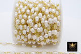 Natural Pearl Rosary Chain, Freshwater Beaded Rosary Chain CH #538, Gold Wire Wrapped
