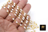 Natural Pearl Rosary Chain, Freshwater Beaded Rosary Chain CH #538, Gold Wire Wrapped