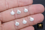 925 Sterling Silver Tiny Scallop Shell Charm, Silver Small Seashell #2179, 8 x 9 mm Beach charms