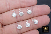 925 Sterling Silver Tiny Scallop Shell Charm, Silver Small Seashell  # 2179, 8 x 9 mm Beach charms