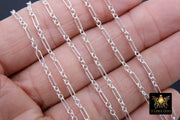 925 Sterling Silver Bar Jewelry Chains, 6.5 mm Paperclip and Rolo Sterling Silver Flat Cable, Unfinished Long and Short