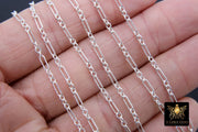 925 Sterling Silver Bar Jewelry Chains, 6.5 mm Paperclip and Rolo Sterling Silver Flat Cable CH# 860, Unfinished Long and Short