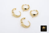 Gold Lever back Round Textured Ear Ring Parts, 5.3 mm Thick Tube 13 mm Huggies #57, High Quality Hoop Snap Wire