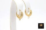 Gold Lever back Round Textured Ear Ring Parts, 5.3 mm Thick Tube 13 mm Huggies #57, High Quality Hoop Snap Wire