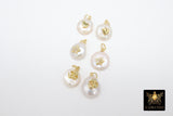CZ Micro Pave Pearl Charms, Freshwater Pearls with Gold Heart, CZ Star