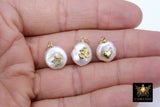 CZ Micro Pave Pearl Charms, Freshwater Pearls with Gold Heart, CZ Star
