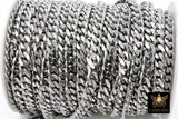 Silver Flat Curb Chain, 10.5 mm Stainless Steel Large Heavy CH# 210, 304 Fancy Cuban Diamond Cut Oval Unfinished Chains