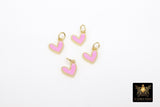 Tiny Gold Enamel Heart Charms, Turquoise Blue Black Red White Heart Charms # 84, Mini Jewelry Charms 8 x 9 mm