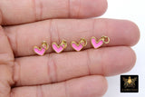 Tiny Gold Enamel Heart Charms, Turquoise Blue Black Red White Heart Charms # 84, Mini Jewelry Charms 8 x 9 mm