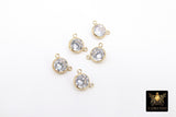14 K Gold Filled Solitaire Connectors, 6 mm Cubic Zirconia Necklace Charms # 2807, Genuine 14 20 Gold CZ Links