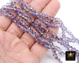 Lavender Pink AB Crystal Beads, Faceted Light Purple AB Rondelle Glass Bead BS #247, sizes 6 x 5 mm 17.5 inch Jewelry Strands