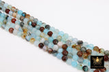 Sky Blue Multi Color Agate Beads, 8 mm Faceted Brown and Baby Blue Blended Beads BS #211, sizes in 8 mm 15 inch FULL Strands