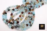 Sky Blue Multi Color Agate Beads, 8 mm Faceted Brown and Baby Blue Blended Beads BS #211, sizes in 8 mm 15 inch FULL Strands