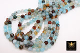 Sky Blue Multi Color Agate Beads, 8 mm Faceted Brown and Baby Blue Blended Beads BS #211, sizes in 8 mm 15 inch FULL Strands