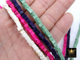 White Turquoise Cube Beads, Square Blue Turquoise Beads BS #166, 4 x 4 mm, Violet Purple, Orange, Navy, Fuchsia Pink 15.7 inch Strands