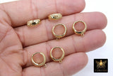 Gold Lever back Round Textured Ear Ring Parts, 5.3 mm Thick Tube 13 mm Huggies #57, High Quality Hoop Snap Wire